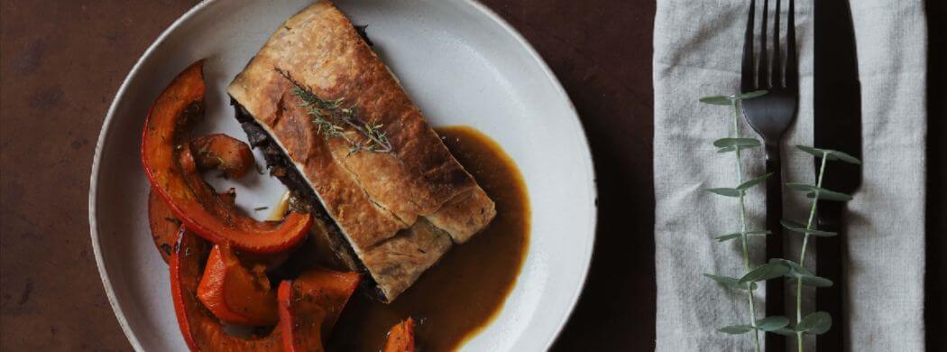 Vegetarisches Weihnachtsessen | Pilz Wellington | Ofenkürbis | Wunschleder
