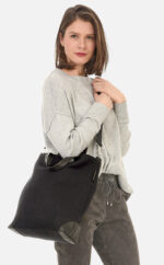 Crossbody Bag Leinen Leder | schwarze Handtasche | andgenähte Crossbody-Tasche | Wunschleder | Wunschleder