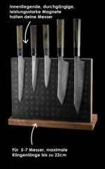 Messerblock Holz Leder |magnetischer Messerblock| Messerhalter magnetisch