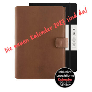 Buchhülle mit Kalender, Planer mit Lederhülle 2027, Wunschleder