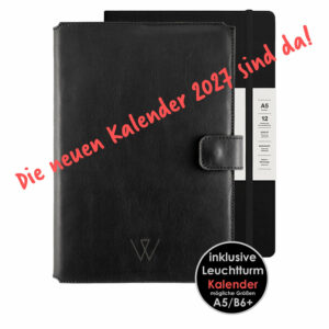 Buchhülle mit Kalender, Planer mit Lederhülle 2027, Wunschleder